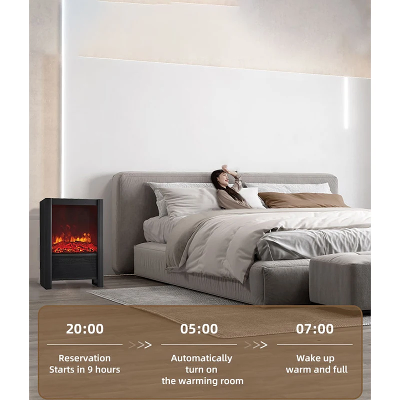 2000W Electric Fireplace Insert with LED Decorative and Adjustable Flame Brightness for Household or Hotel Use
