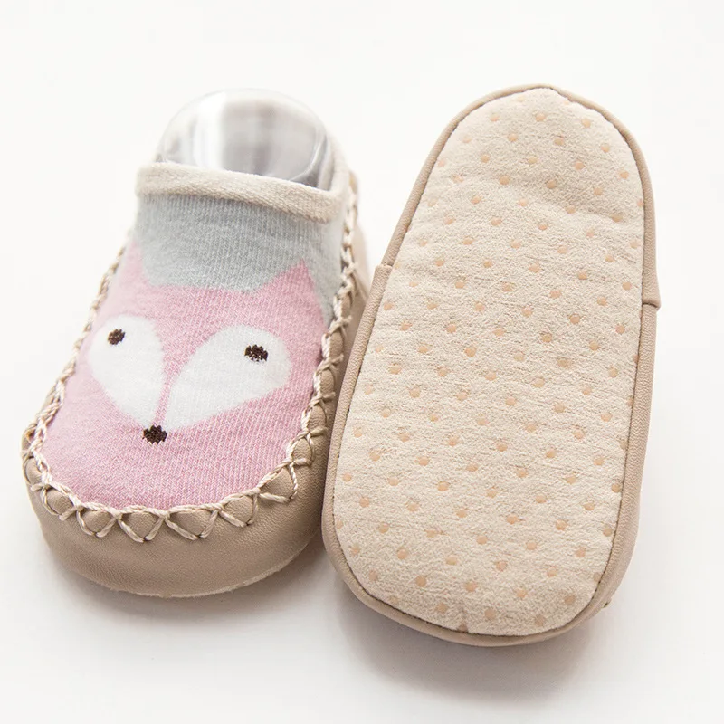 
Newborn Custom Cartoon Soft Baby Shoes With Leather Anti-slip On Sole Sock 