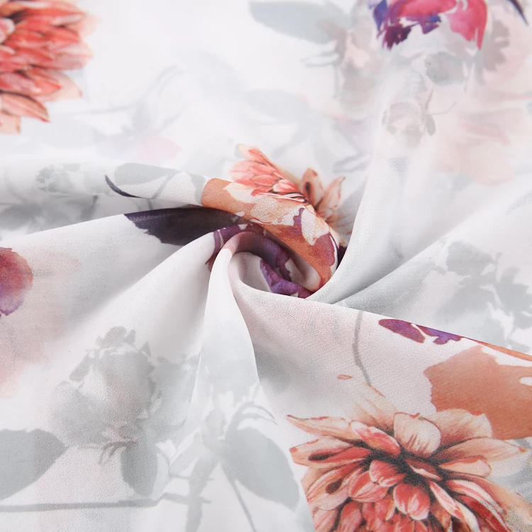 2021 new designs customized colors and styles 75Dx75D polyester pearl printed chiffon fabric for hijabs