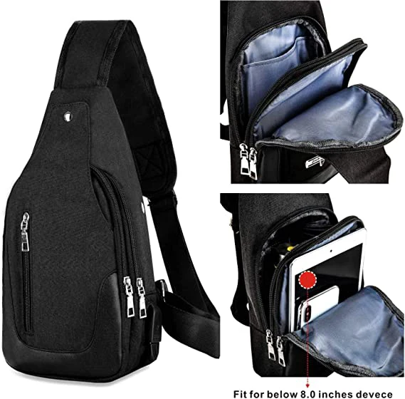 Large Capacity Casual Unbalance Backpack Lightweight Crossbody Purse Sling Shoulder Bags Mens Chest Bag With USB Charging Port