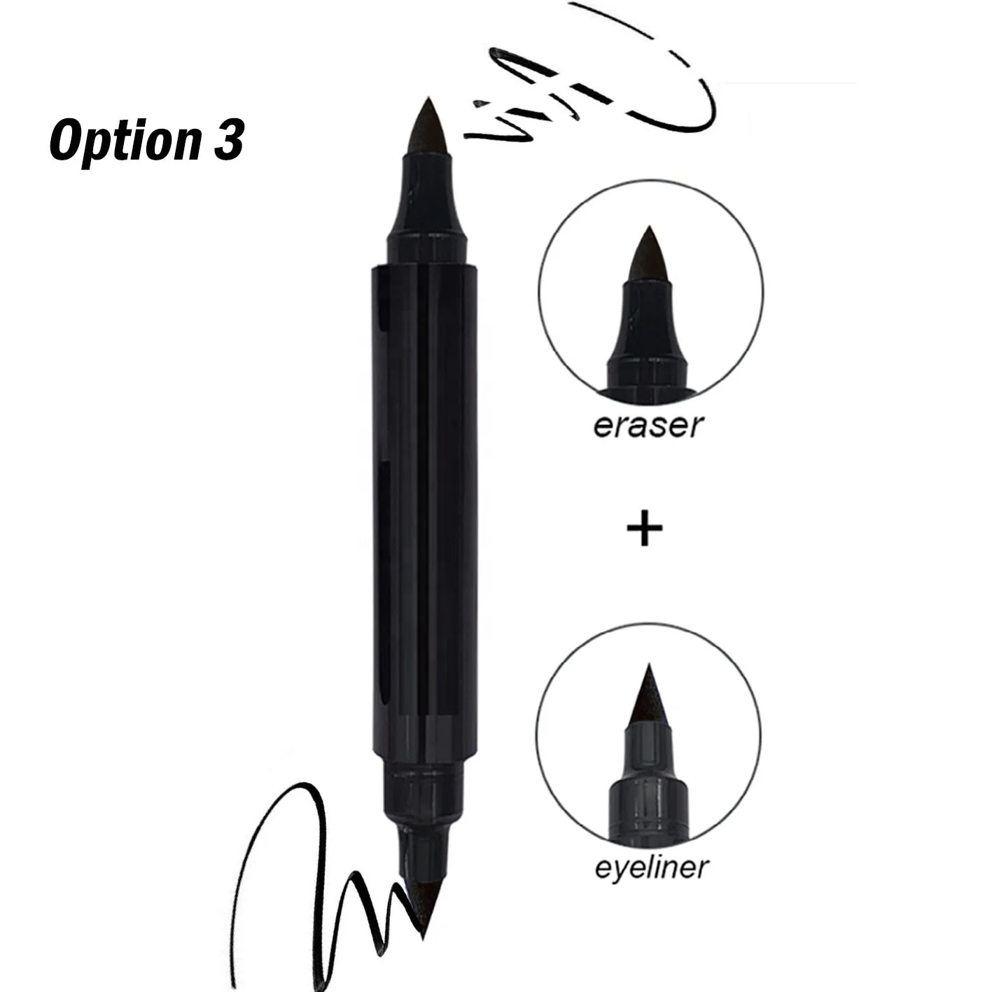 2Pcs Eye Liner Kit 2in1 Beauty Tools Liquid Cats Eye Wing Eyeliner With Eraser Private Label