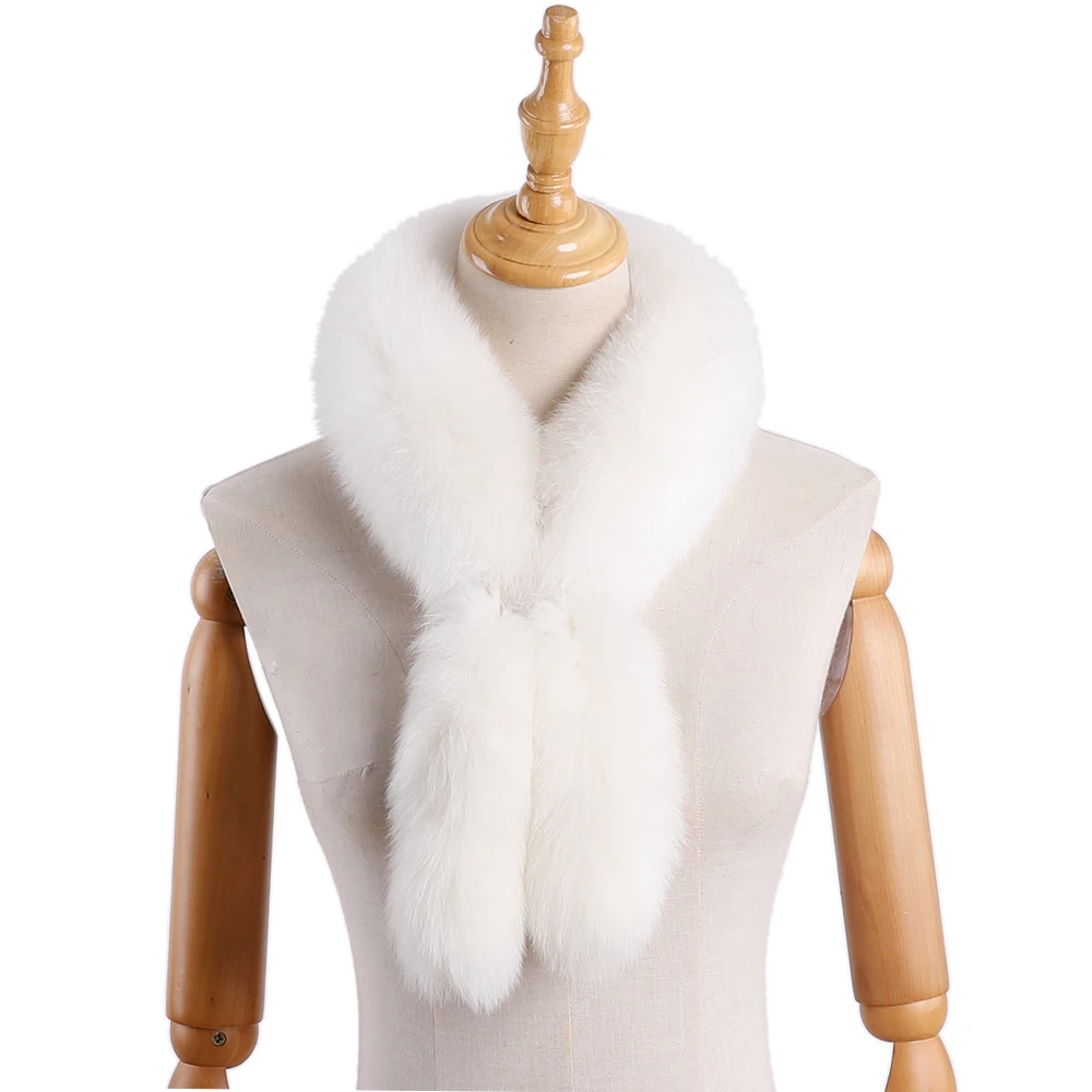 New Fashion Genuine Real Fox Fur Scarf Womens Winter Natural Fur Scarf Scarves Neckerchief Real Fur Muffler Lady Wrap Solid Tail