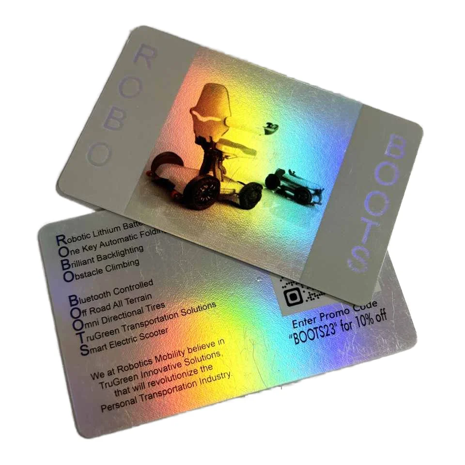 Custom Designed PVC Hologram Business Card with Laser Rainbow Effect Glossy Lamination Offset Printing Special Hologram Finish