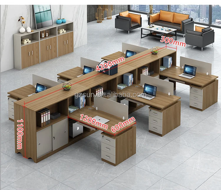 Office Sturdy Staff Computer Desk Simple Table 4 6 Seater Person Workstation Polyester Material Dividers Movable Partition
