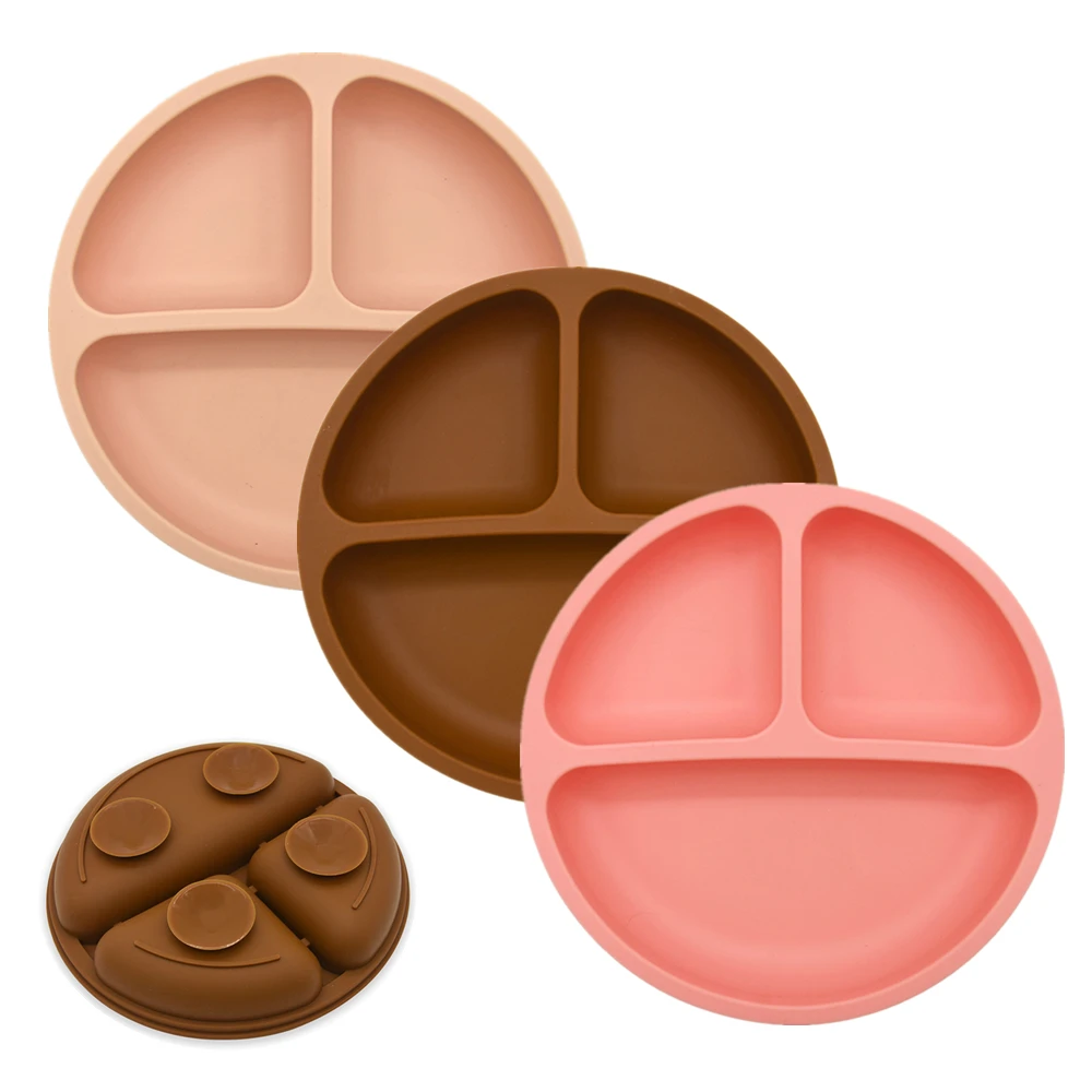 BPA free Silicone Suction Plate Dishwasher Safe BPA free Silicone Kid Plates Reusable Eco-friendly Toddler Plate
