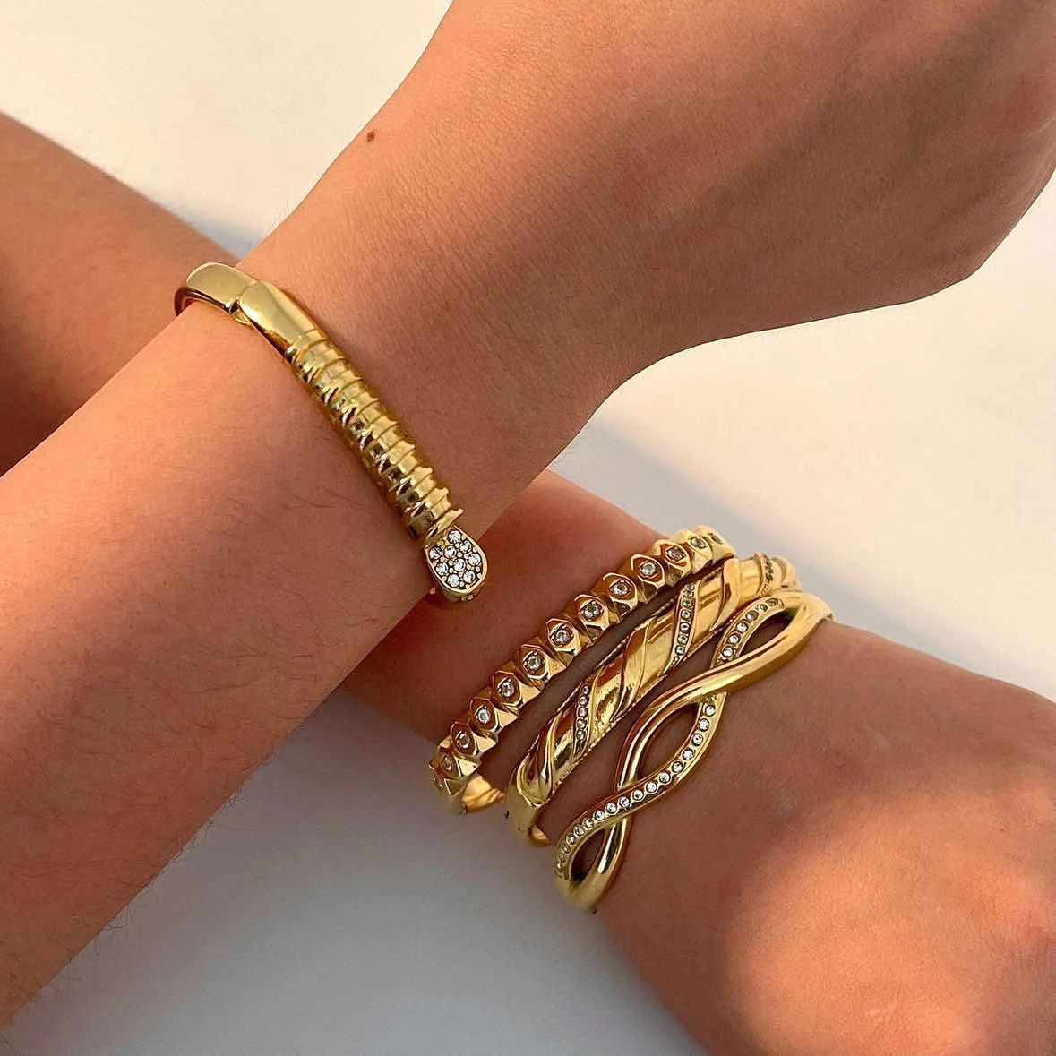 Модный минималистский ювелирный браслет 18K позолоченный Циркон Регулируемый C-образный для женщин модные украшения