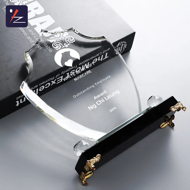 Wholesale unique company anniversary souvenir crystal trophy gift for good staff