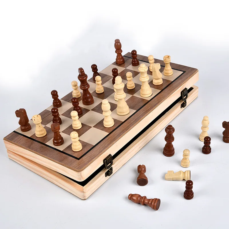 Wholesale Piece Wooden Foldable Board 3 in 1 Wooden Chess Game Magnetic International Chess