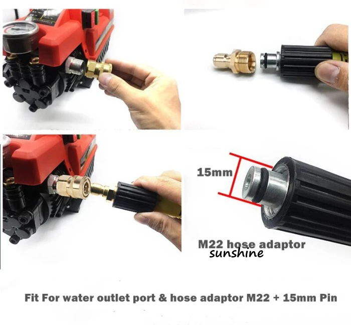 Brass 3/8 Inch Quick Release Connector With M22 Thread 15mm Pin Adapter For High Pressure Car  Washer Hose