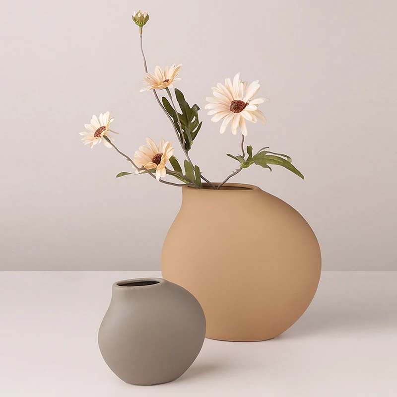 LIVETAI Nordic Pottery Vase Living Room Bedroom Entrance Dining Table Decoration Ornaments Morandi Ceramic Flower