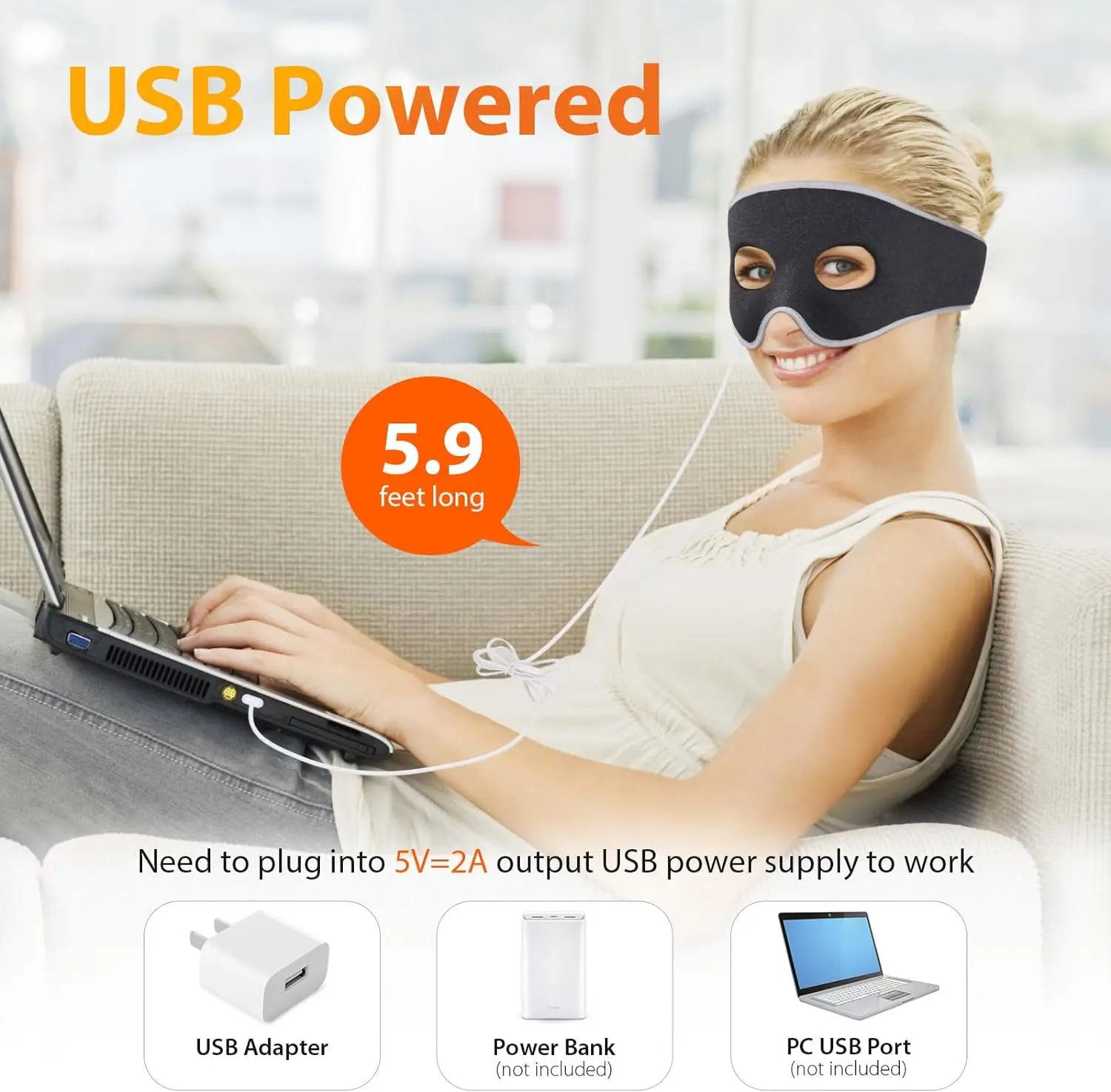 Electric USB Warm Compress Heated Eye Mask