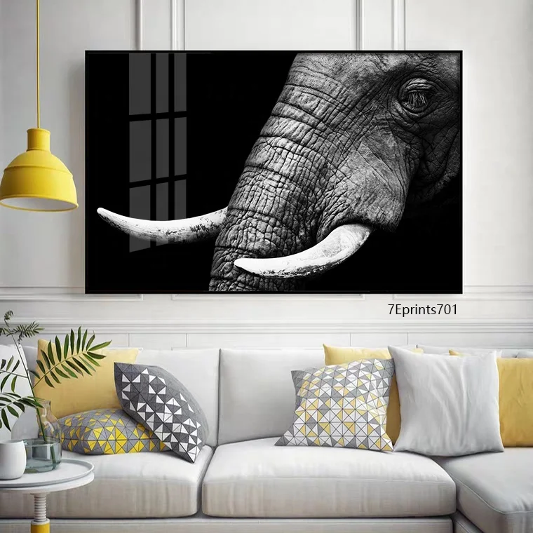 Dafen Elephant Art Acrylic Painting Home Decoration Wall Modern Crystal Porcelain Painting Wall Art