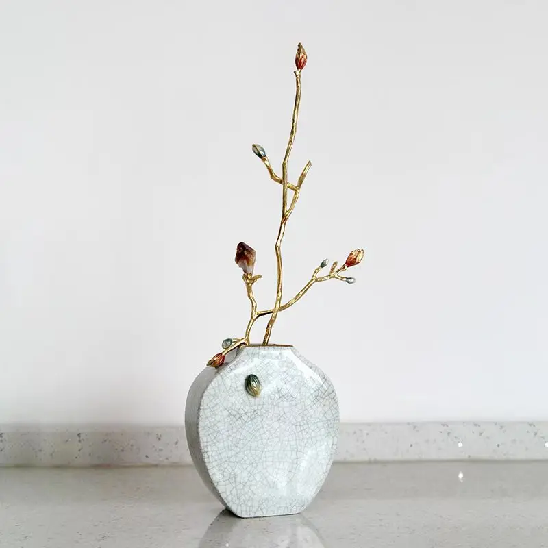 SANLOREN Entry lux simple style tabletop desk pomegranate ceramic porcelain vase for home decoration