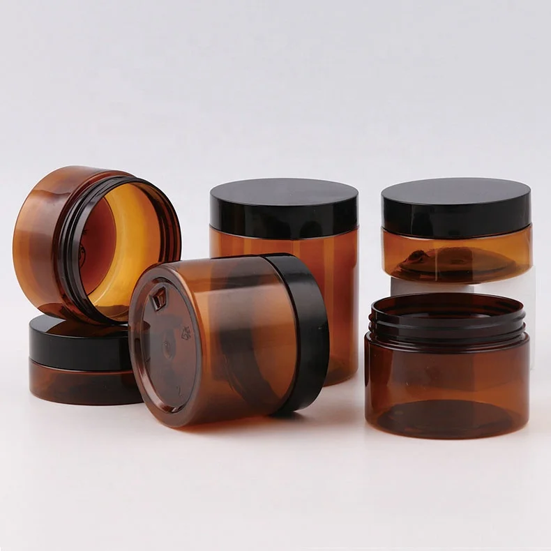 plastic jar 50ml 80ml 100ml 120ml 150ml 200ml 250 ml face cream jar 250g amber color cosmetic jars for cosmetic packaging