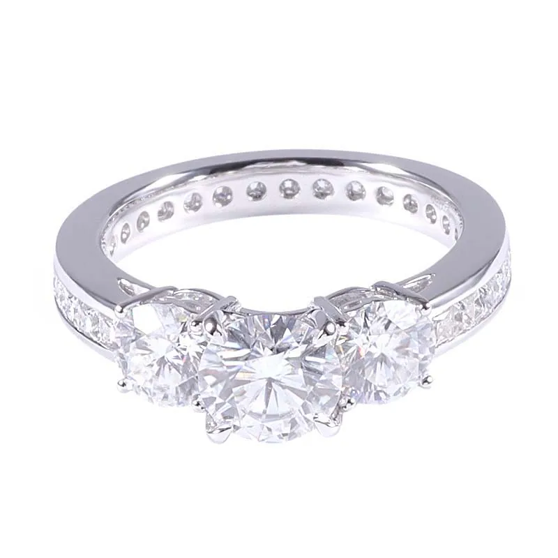 
Moissanite Diamond Ring PT950 VVS Round Brilliant Cut Moissanite Engagement Three Stone Moissanite Rings 