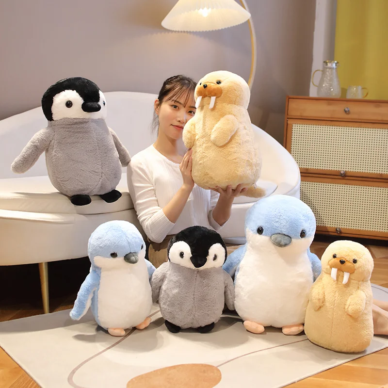 Customize Aquarium Walrus Penguin Soft Animal Stuffed 35/45 CM Cute Fat Penguin Plush Toy for Baby Children Boys Girls