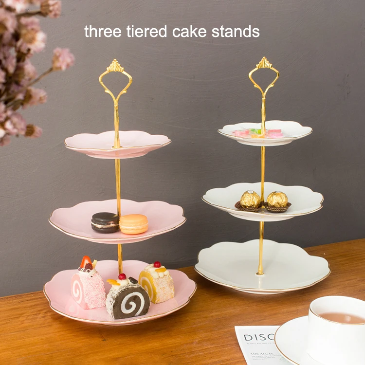 Партия сервировочное блюдо Китай 3-х уровневая подставка для свадебного торта керамические свадебные десерт фрукт закуска в виде пирожного чашке с стенд