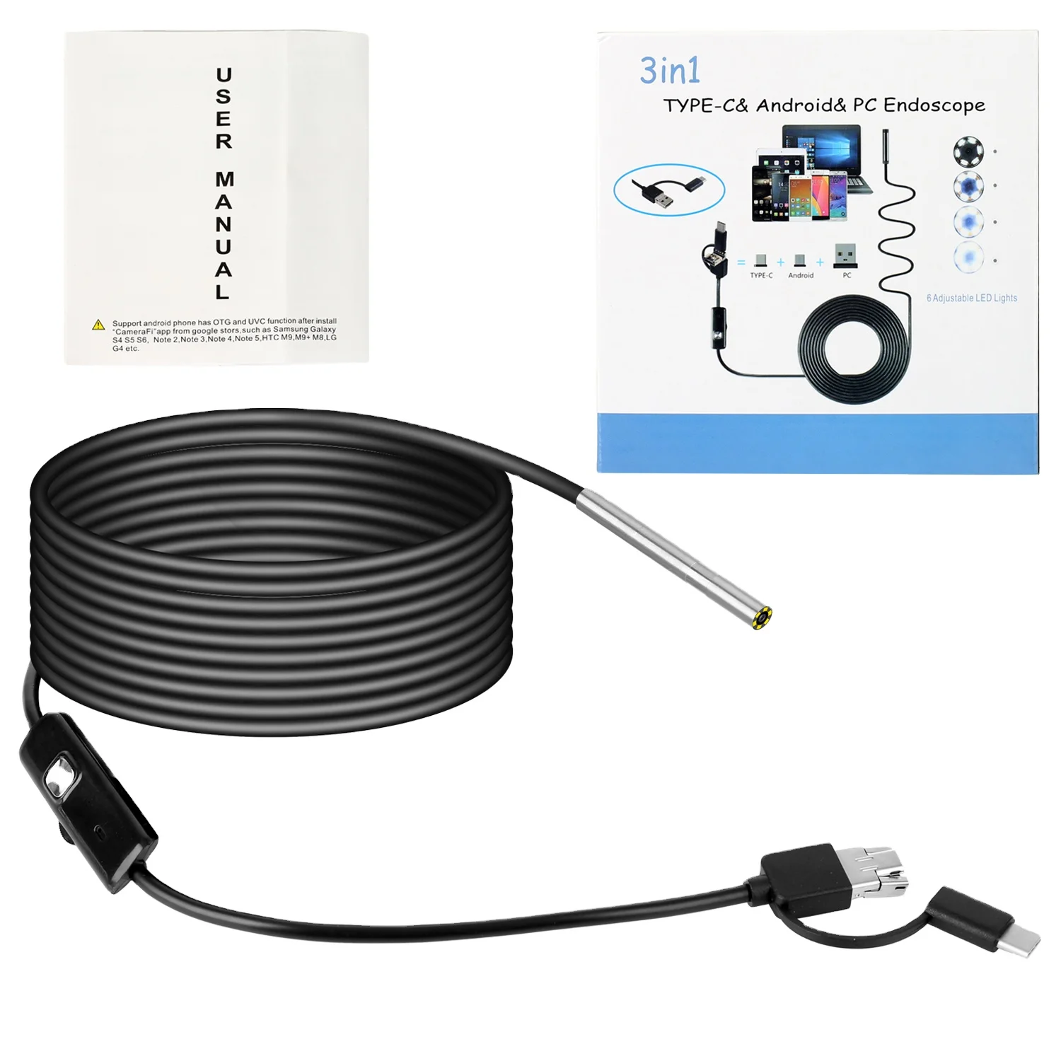3 in 1 endoscope 3.9mm waterproof inspection worlds smallest hd digital video camera