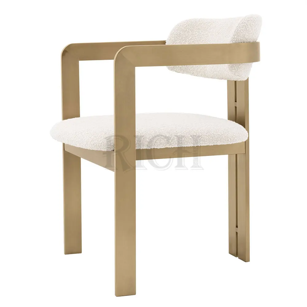 
Mid Century modern Dining chair teddy fabric metal leg dinner chair Furniture Fabric Velvet Restaurant Chair 
