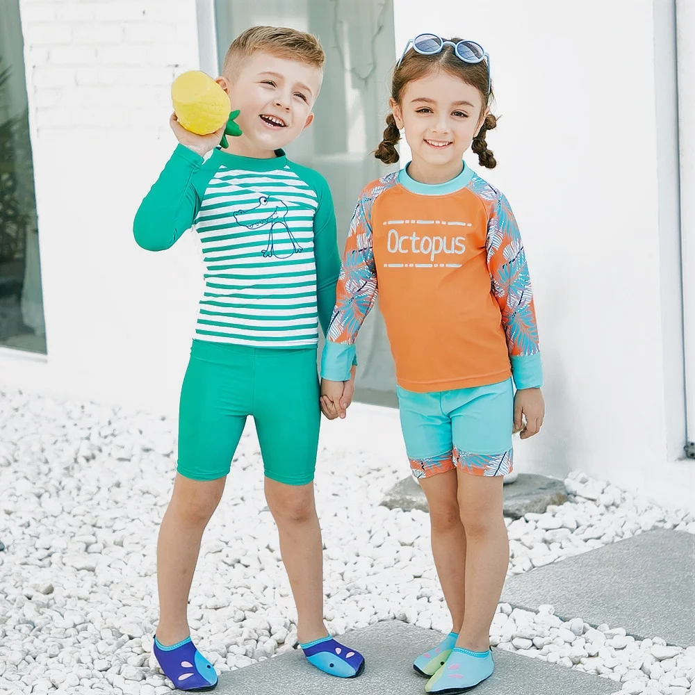 Europe Little Boys And Girls Swimwear Korean Style Little Kids Beach Swimsuits With Sun Protection