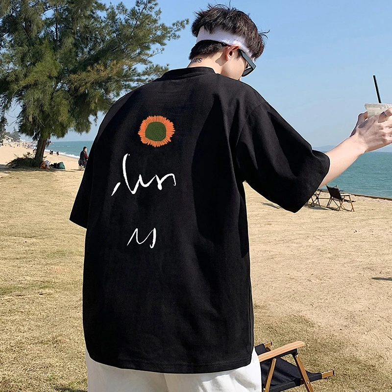 Florals Unisex Polyester Cotton Hip Hop Muscle Fit Custom Printing Logo Men Knitted T Shirts Custom Print T Shirts