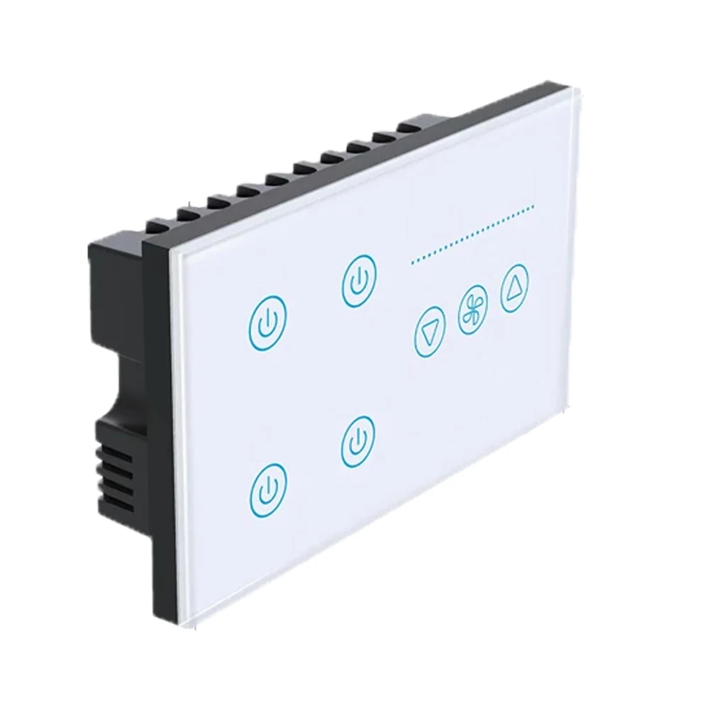 SZMYQ 4Gang 1Fan All In One Switches Smart Life/Tuya APP Remote Timer and Counterdown Alexa Control Intelliegnt Wall Switch