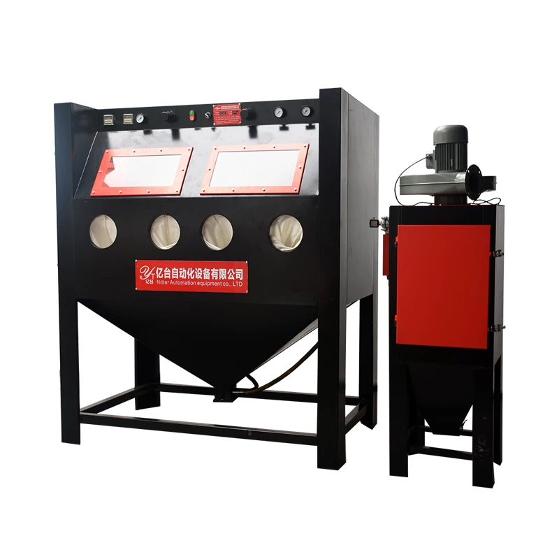 Double Stations Turntable Sand Blasting Machine Water Dustless Sandblaster Price