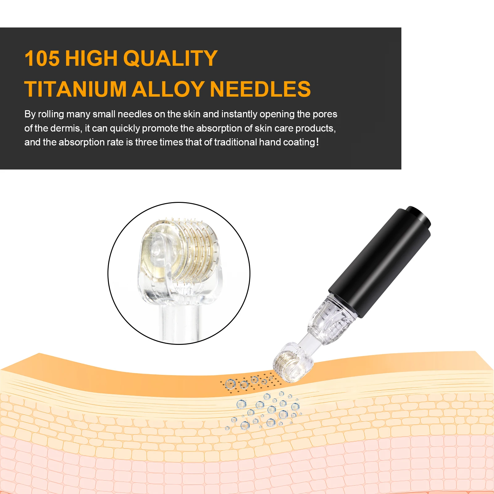 Fashion Personal Hair Beard Skin Oil Serum Applicator Vial with Micro Aqua Roller Grooming Device