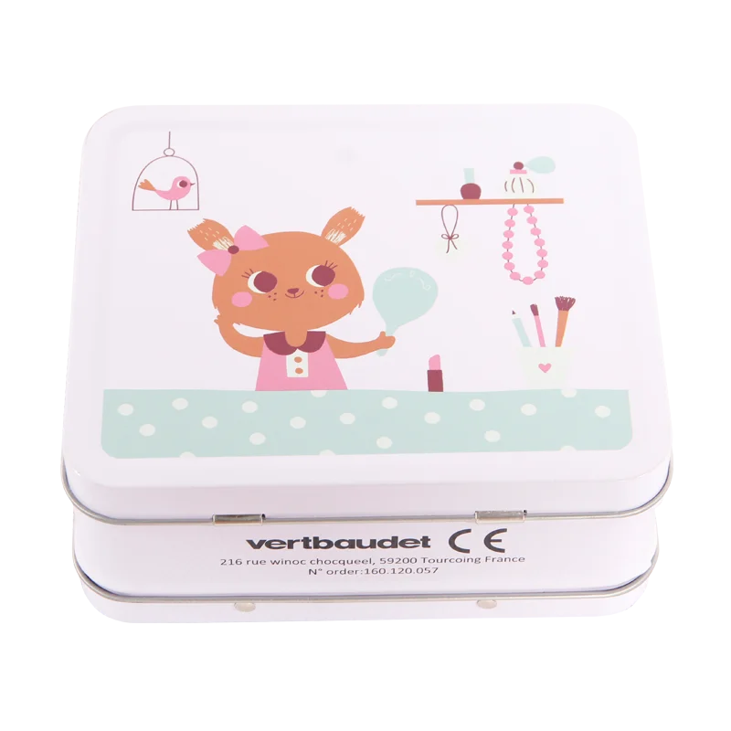 wholesale customized design kids cute small metal tin lunch boxes with plastic handle and lock