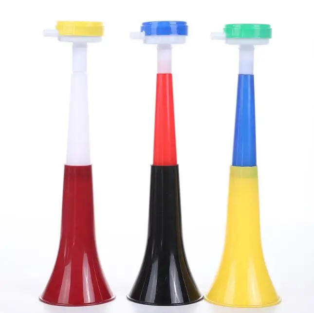 Cheap plastic cheering horn , toy plastic football fans cheer trumpet ,can be customized logo loud blow horn
