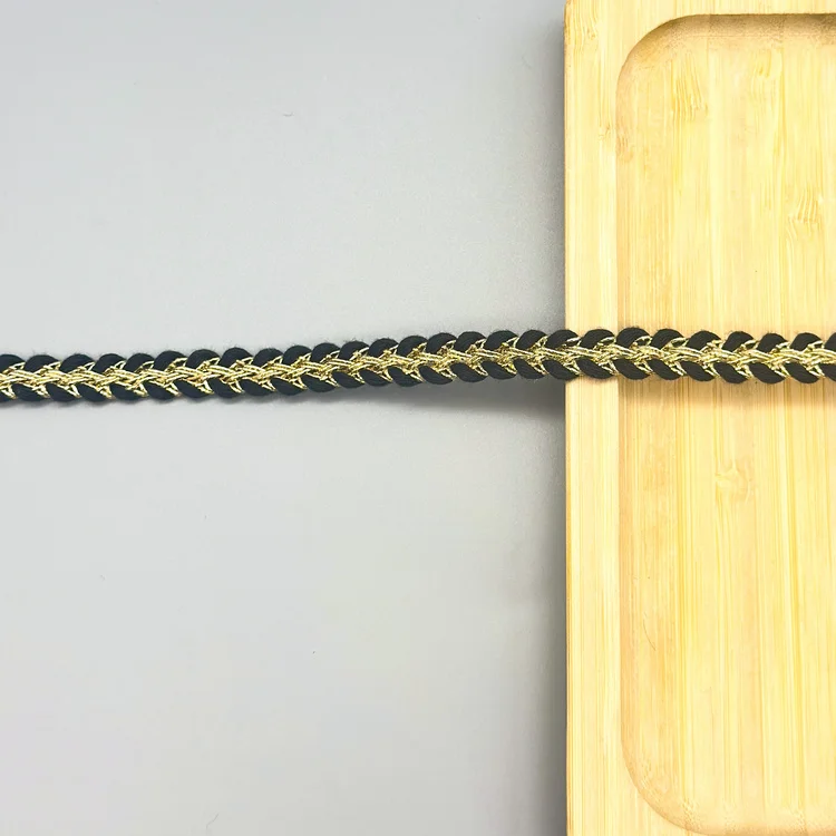 OEKO-TEX BSCI Factory Wholesales Nextfashion Black and Golden Braid Tape Woven Tape /NFA13A095