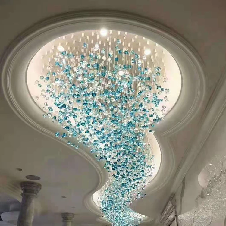Hot Sale Indoor Decoration Custom Villa Hall Hotel Green LED Pendant Light Modern Crystal Chandelier