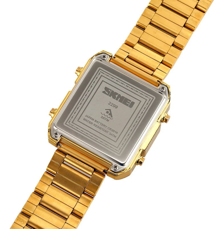 SKMEI #2299 PC case cheap version of 1584 chrono steel band Japanese battery long life man digital watch