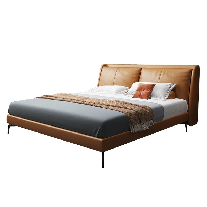 2021 new Italian minimalist 1.8m soft double bed Leather King Size Bed With storage function For the master bedroom
