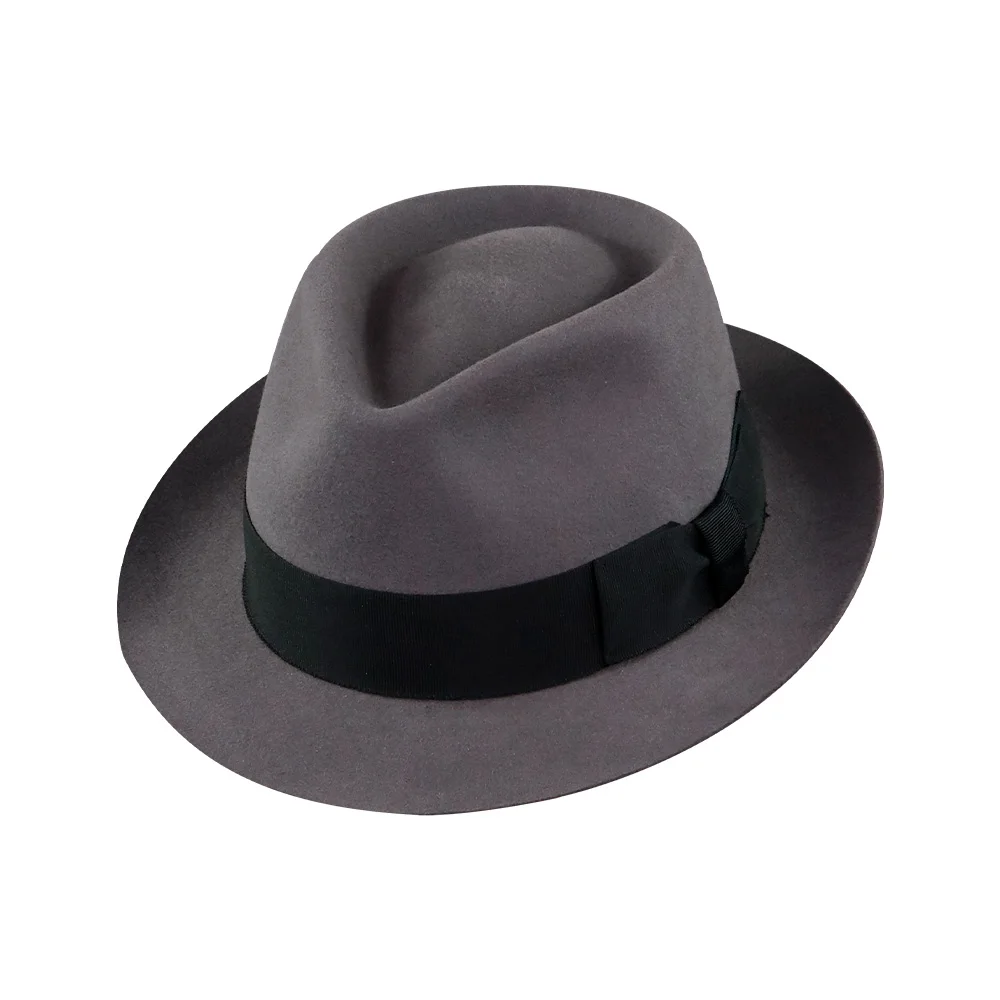 LIHUA Wholesale Gray Customized Ladies Wool Felt Fedora Hats Short Brim