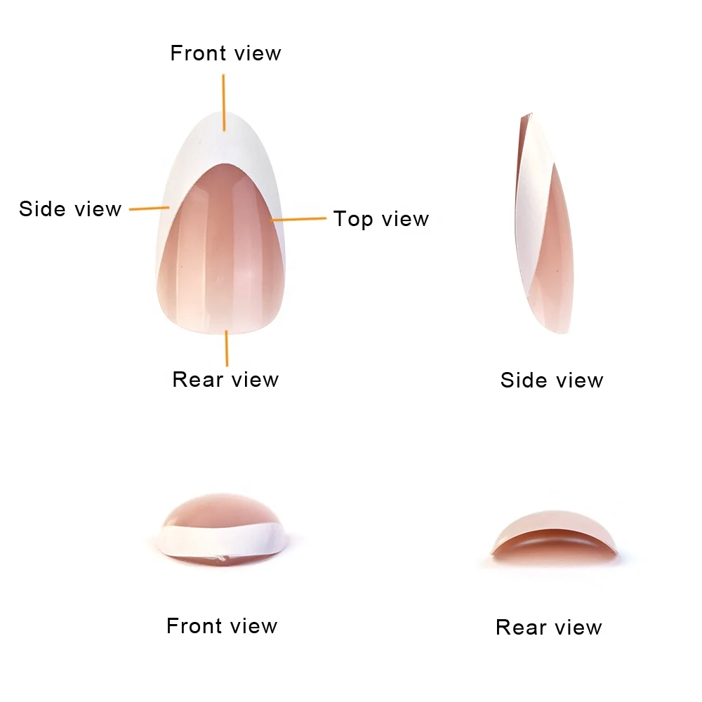 Gelsky Soft Gel Tips Press on Nails Thick French Gel X Nail Tips Full Cover Almond Nail Tip