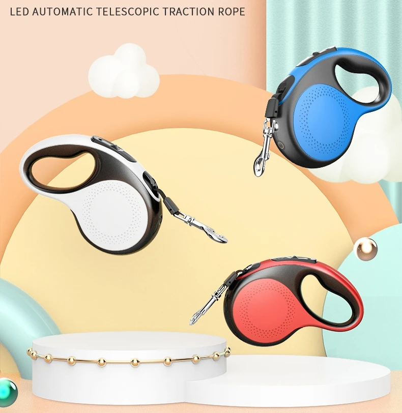 Hot Sale LED Light Pet Automatic Retractable Traction Rope Rechargeable Reflective Dog Leash