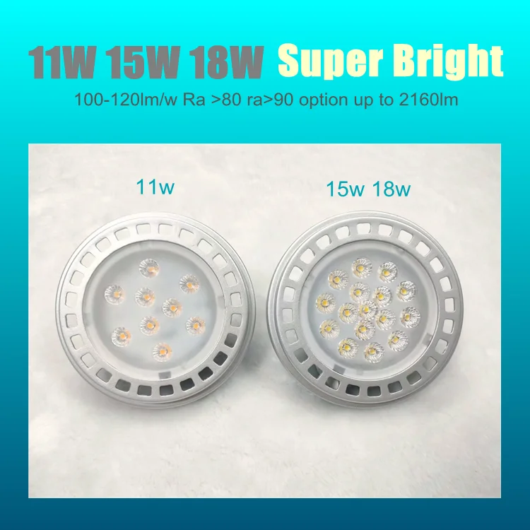 15W ar 111 fixtures 12v dimmable G 53 base equal to halogen lamp 120w super energy saving metal housing led spot light