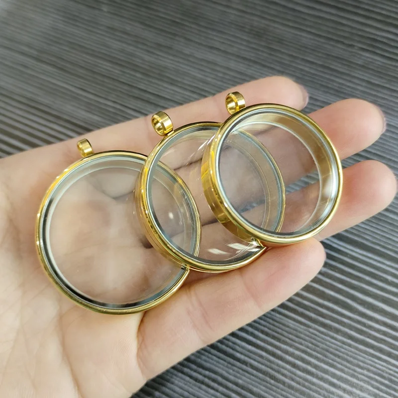 Thicker Floating Glass Memory Locket Pendant Twist 35/38/42mm Stainless Steel Glass Medallion Photo Charms Jewelry Women Gift