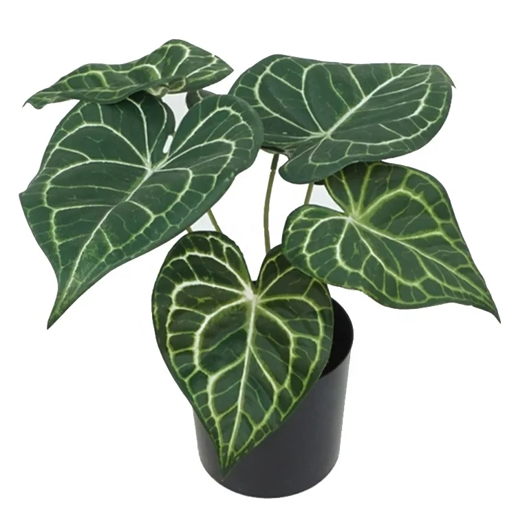 Quality Real Touch Decorative Artificial Ornamental Plants Bonsai Plastic Potted  28cm Real Touch Scindapsus With Plastic Pot