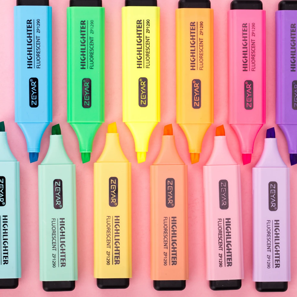 Customized Highlighter Pen Chisel Tip Smooth Quick-Drying Ink With Large Ink Long Marking 18 Colors Highlighter Marker Pens