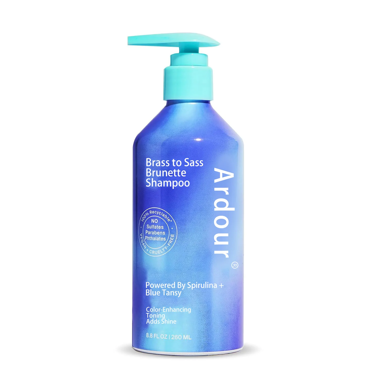 Brass to Sass Brunette Shampoo, Toning Blue Shampoo Brunettes Neutralizes Brassy Red and Orange Tones for Color Treated Hair