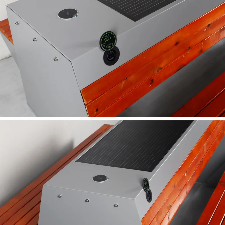 Solar Garden Bench Charger Wifi Bluetooth Audio Modern Smart Charging Bench Outdoor Solar Bench