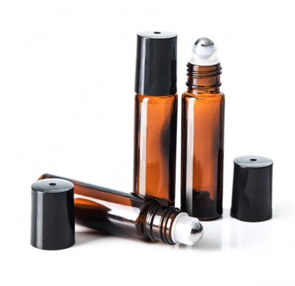 Gemstones Rose Quartz Stainless Steel 10Ml Mental Essential Oil Perfume Roller Ball Cap Insert Glass Roll On Bottles