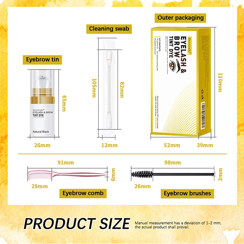 Waterproof Long Lasting Semi Permanent Eyebrows Tint Dye Kit Mixing Palette Dark Brown Lash Tint Vegan Eyebrow Dye Cream