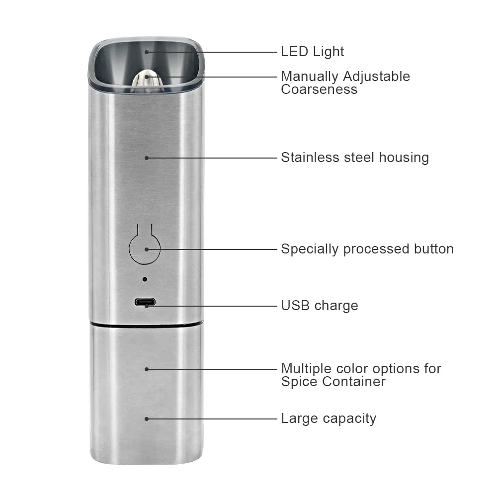 Coarseness Automatic Salt And Spice Cayenne Mills Pepper Grinder Mill For Salt Grinder Manual Stainless Steel