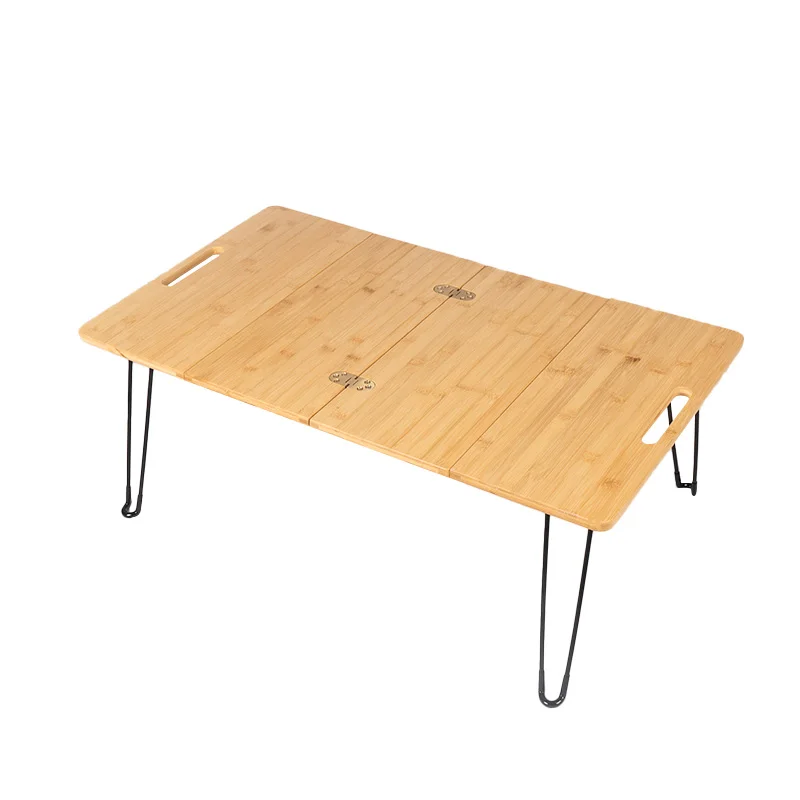 Outdoor Camping Bamboo Tactical Folding Table Bamboo Board Portable Home Computer Table Lightweight Casual Picnic Table