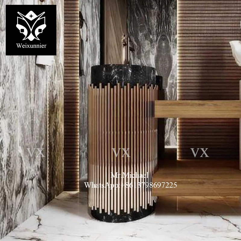 Villa luxury wash basin for bathroom furniture wash basin available for exports at wholesale price marble standing column basin