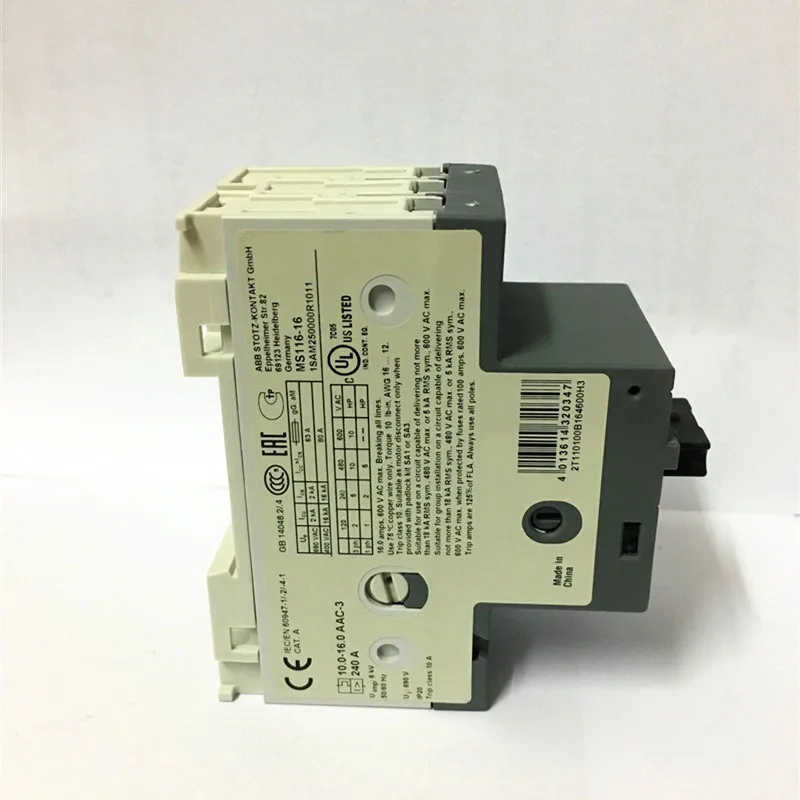 ABB-China motor protection circuit breaker 1SAM250000R1006 manual motor protector 1.6A MS116-1.6 Manual Motor Starter