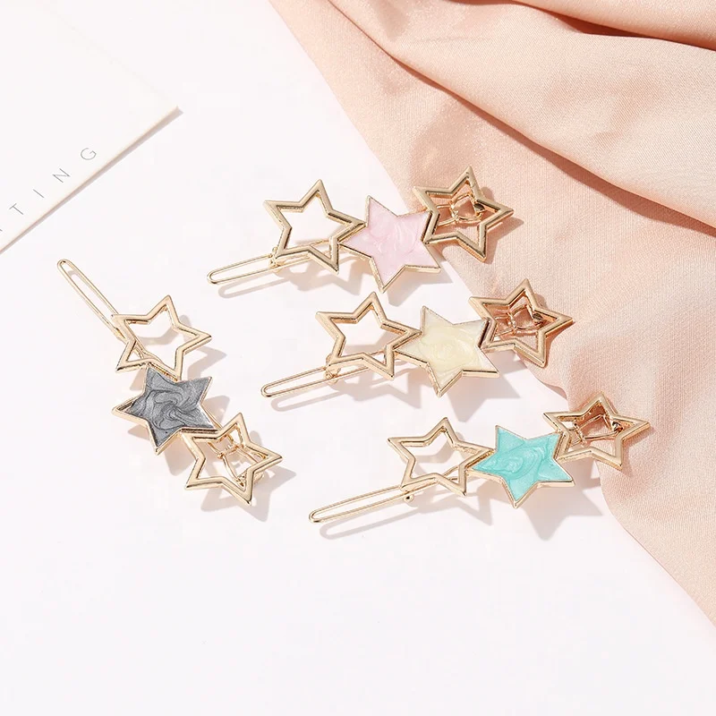 PUSHI color sisterhood Creative cute pentagon girl hairpins wholesale design hairpins for hairheaddress
